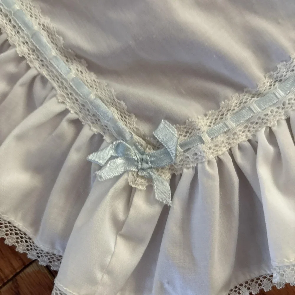 Handmade Embroidery‎ Baby Blanket. Never Used. Blue Stitching. Gender Neutral.